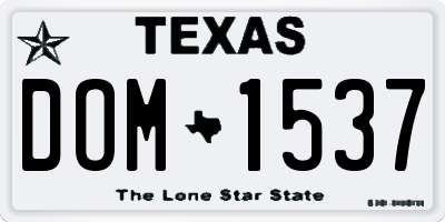 TX license plate DOM1537