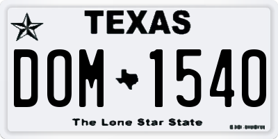 TX license plate DOM1540