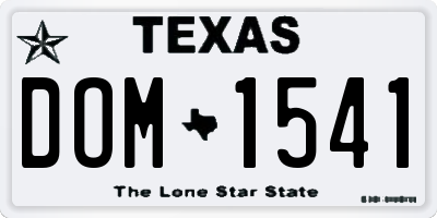 TX license plate DOM1541