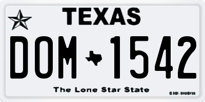 TX license plate DOM1542