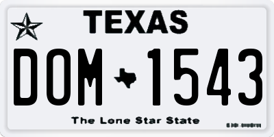 TX license plate DOM1543