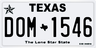 TX license plate DOM1546