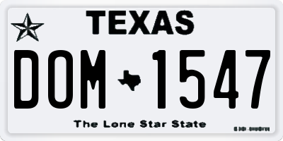 TX license plate DOM1547
