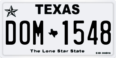 TX license plate DOM1548