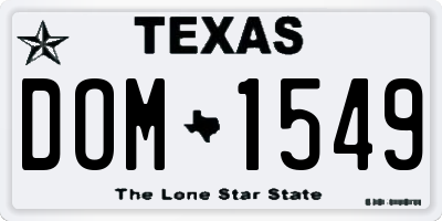 TX license plate DOM1549