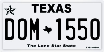 TX license plate DOM1550