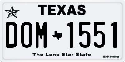 TX license plate DOM1551