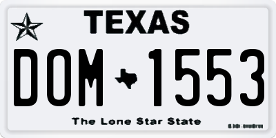 TX license plate DOM1553