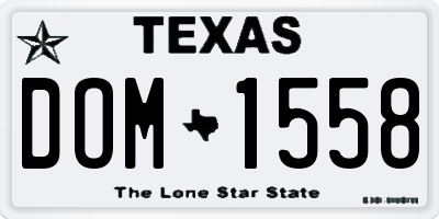 TX license plate DOM1558
