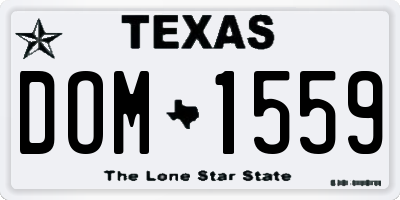 TX license plate DOM1559