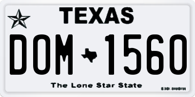 TX license plate DOM1560