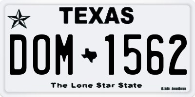 TX license plate DOM1562