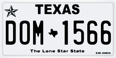 TX license plate DOM1566