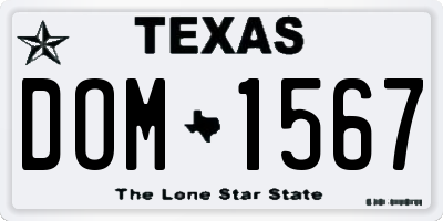 TX license plate DOM1567