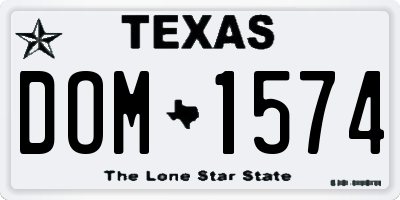 TX license plate DOM1574