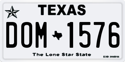 TX license plate DOM1576