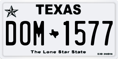 TX license plate DOM1577