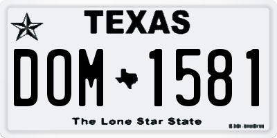 TX license plate DOM1581