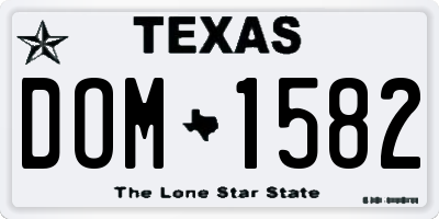 TX license plate DOM1582