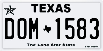 TX license plate DOM1583