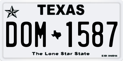 TX license plate DOM1587