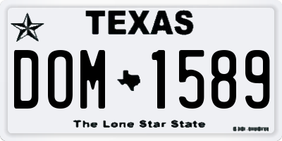 TX license plate DOM1589