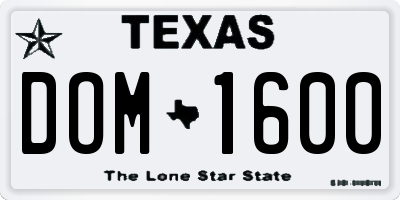 TX license plate DOM1600