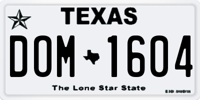 TX license plate DOM1604
