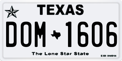 TX license plate DOM1606