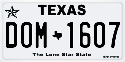 TX license plate DOM1607