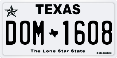 TX license plate DOM1608