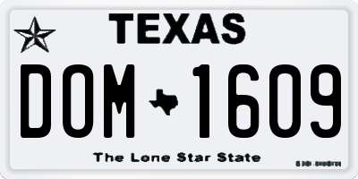 TX license plate DOM1609