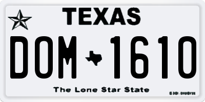 TX license plate DOM1610