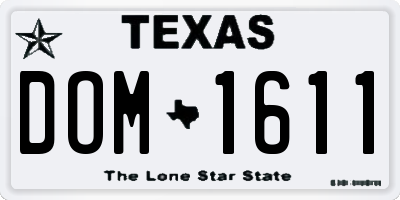TX license plate DOM1611