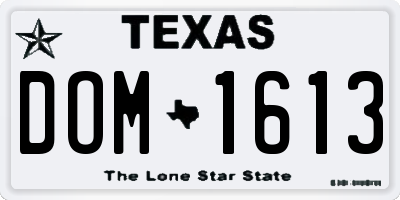 TX license plate DOM1613