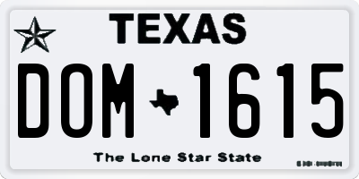 TX license plate DOM1615