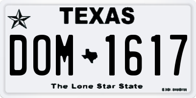 TX license plate DOM1617