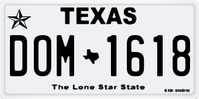 TX license plate DOM1618