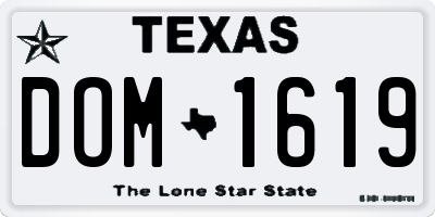 TX license plate DOM1619