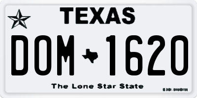 TX license plate DOM1620