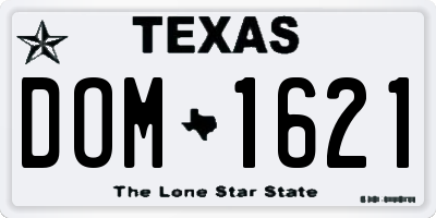 TX license plate DOM1621