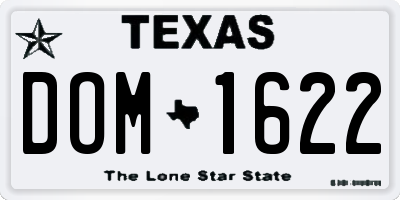 TX license plate DOM1622