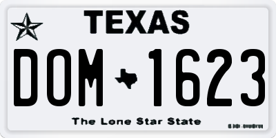 TX license plate DOM1623