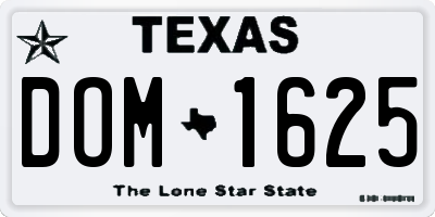 TX license plate DOM1625