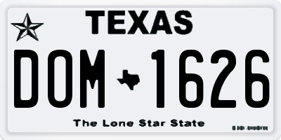 TX license plate DOM1626