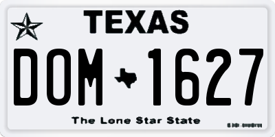 TX license plate DOM1627