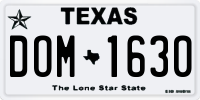 TX license plate DOM1630