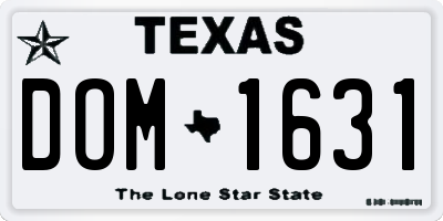 TX license plate DOM1631