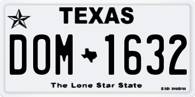 TX license plate DOM1632