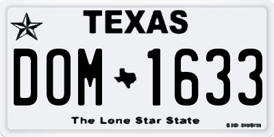 TX license plate DOM1633